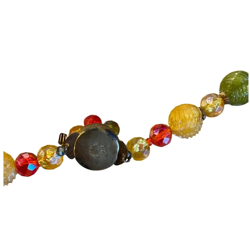 Vintage West Germany Art Glass Jewelry Set Autumnal Mid Century Retro Bohemian
